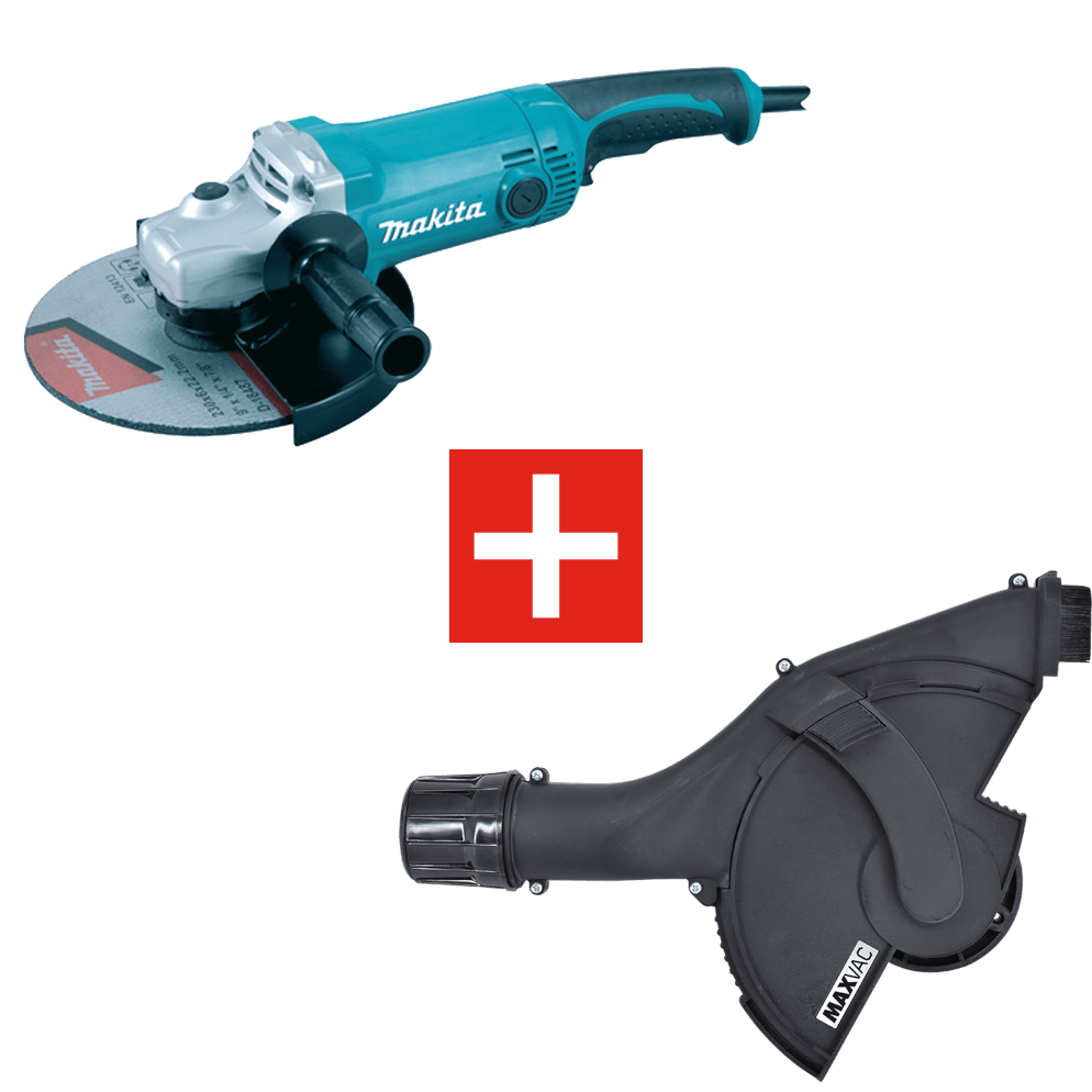 MAXVAC Dust Shroud & Makita 230mm Angle Grinder Package, Pre-Installed