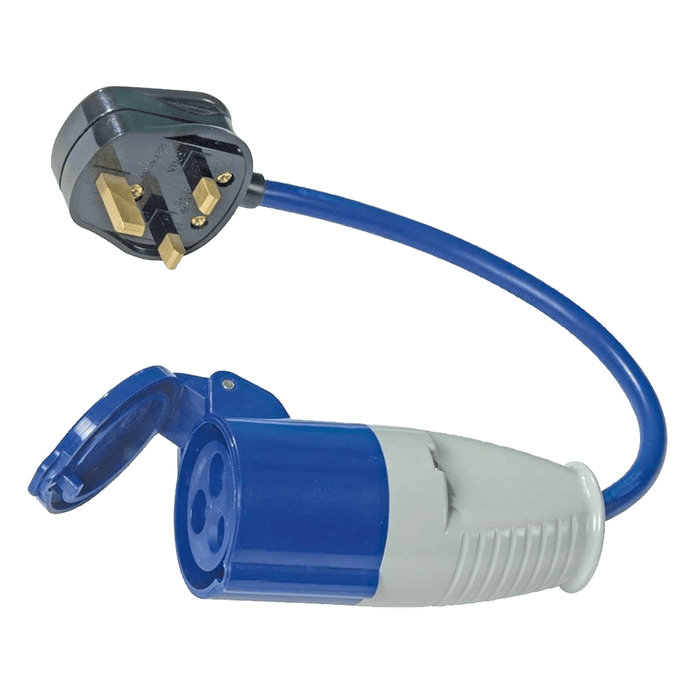 240V Fly Lead 13A 3 Pin UK Plug & 16A Jumbo Socket 2m