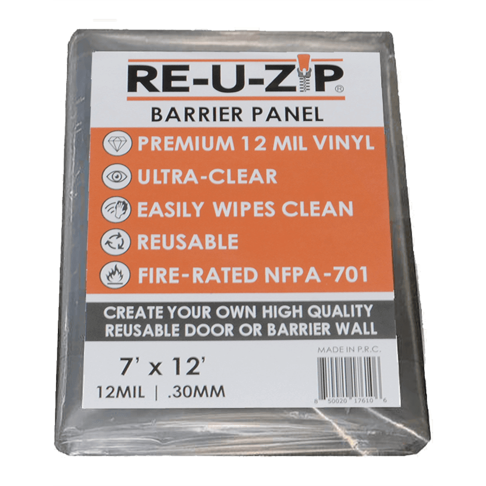 RE-U-ZIP™ Re-useable Dust Barrier Panel, Ultra-Clear & Fire-Rated, 7x12ft (215x365cm)