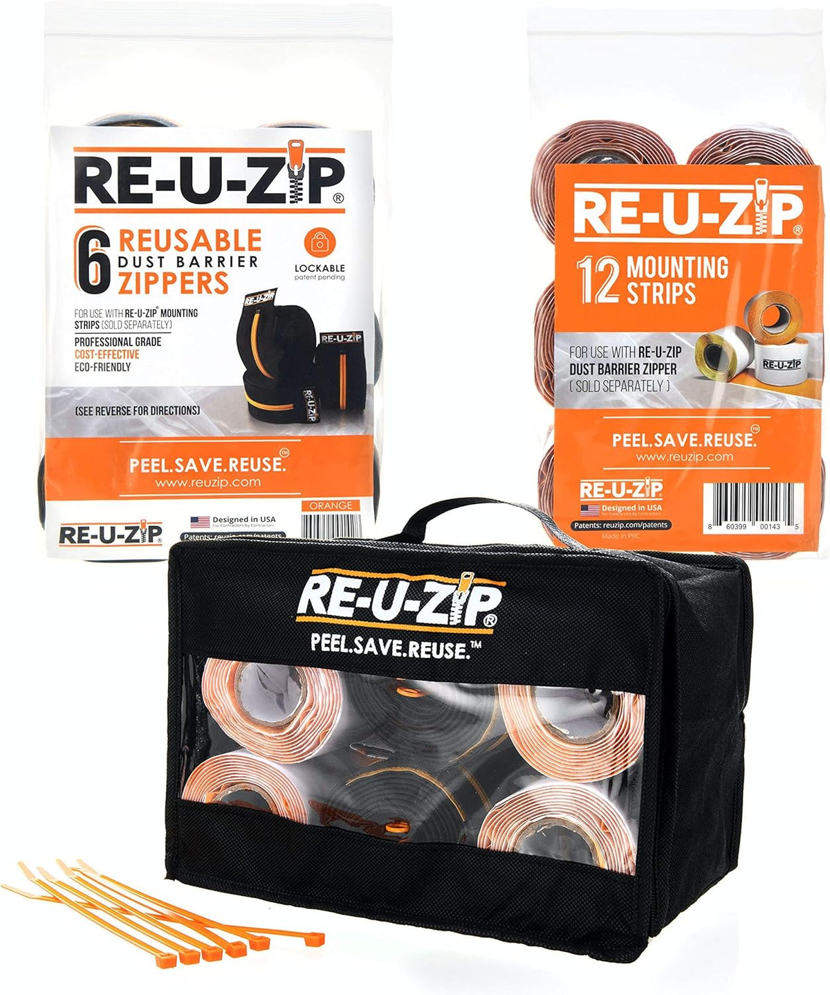 RE-U-ZIP Heavy Duty Reusable Dust Barrier Zipper, Pro Bundle