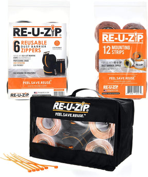 RE-U-ZIP Heavy Duty Reusable Dust Barrier Zipper, Pro Bundle