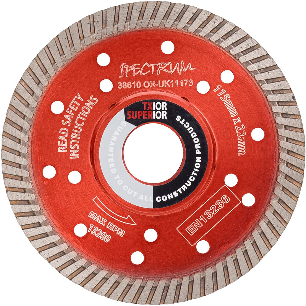 OX Tools TX10R-230/22 Spectrum Superior Turbo Diamond Blade, 230/22.23mm, Red