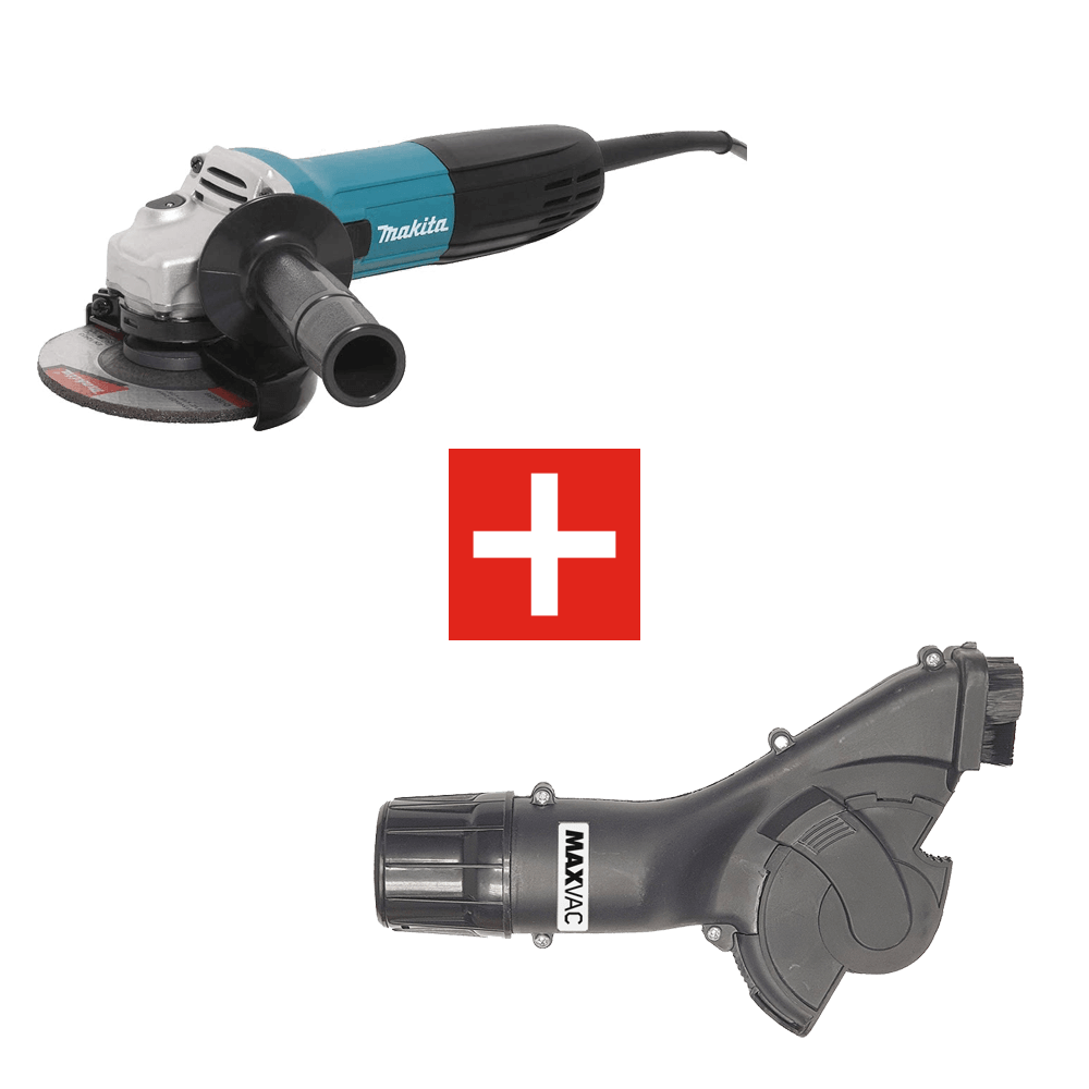 MAXVAC Dust Shroud & Makita 115mm Angle Grinder Package, Pre-Installed